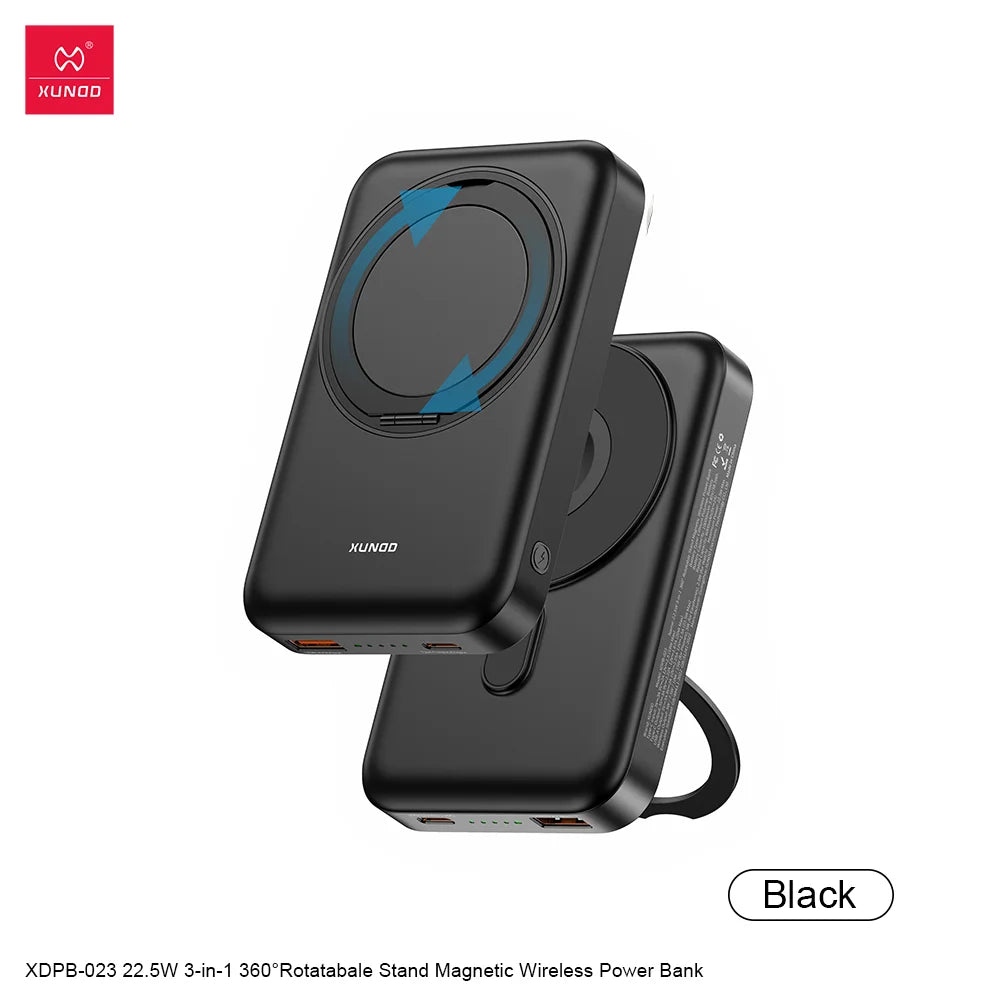 Xundd XDPB-023 22.5W 3in1 360º Rotatable Stand Magnetic Wireless Power Bank